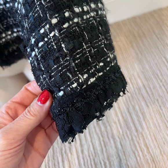 Carolina Herrera Collarlesss Metallic Check Tweed Crop Jacket - Picture 7 of 16